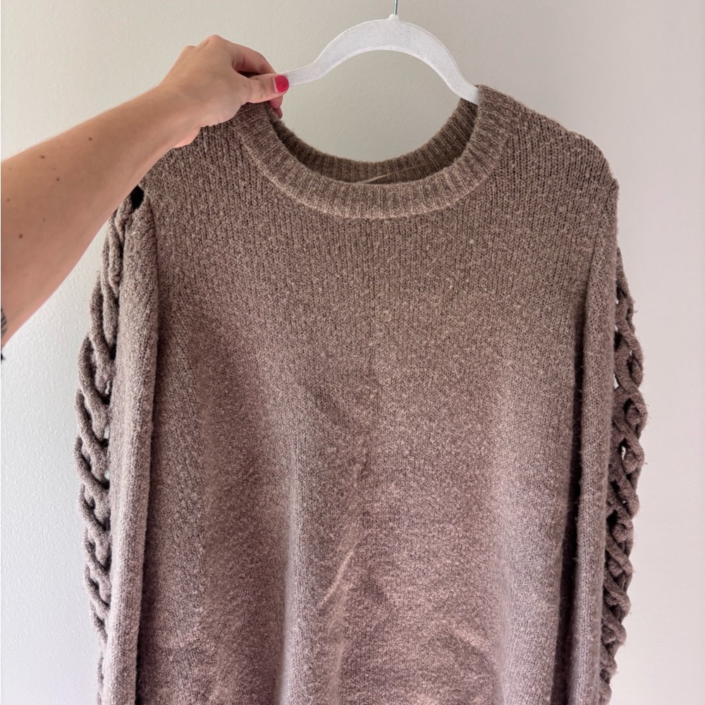 Philosophy Brown Sweater with Braided Sleeves